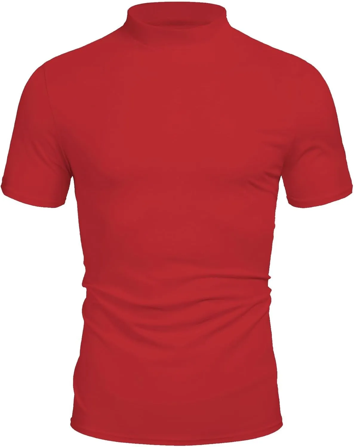 Poriff Men's Casual Mock Turtleneck Pullover Tops Short Sleeve Slim Fit T-Shirts Basic Solid Color Tees