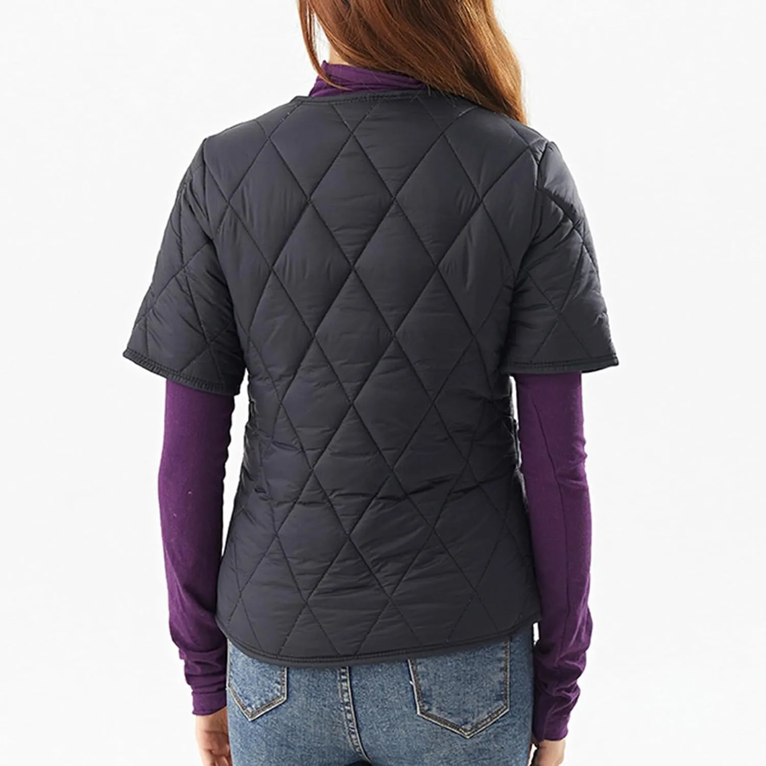 Quilted Jackets for Women Lightweight Short Sleeve Petite Puffer Down Jacket Parkas Button Fleece Sherpa Winter Coat