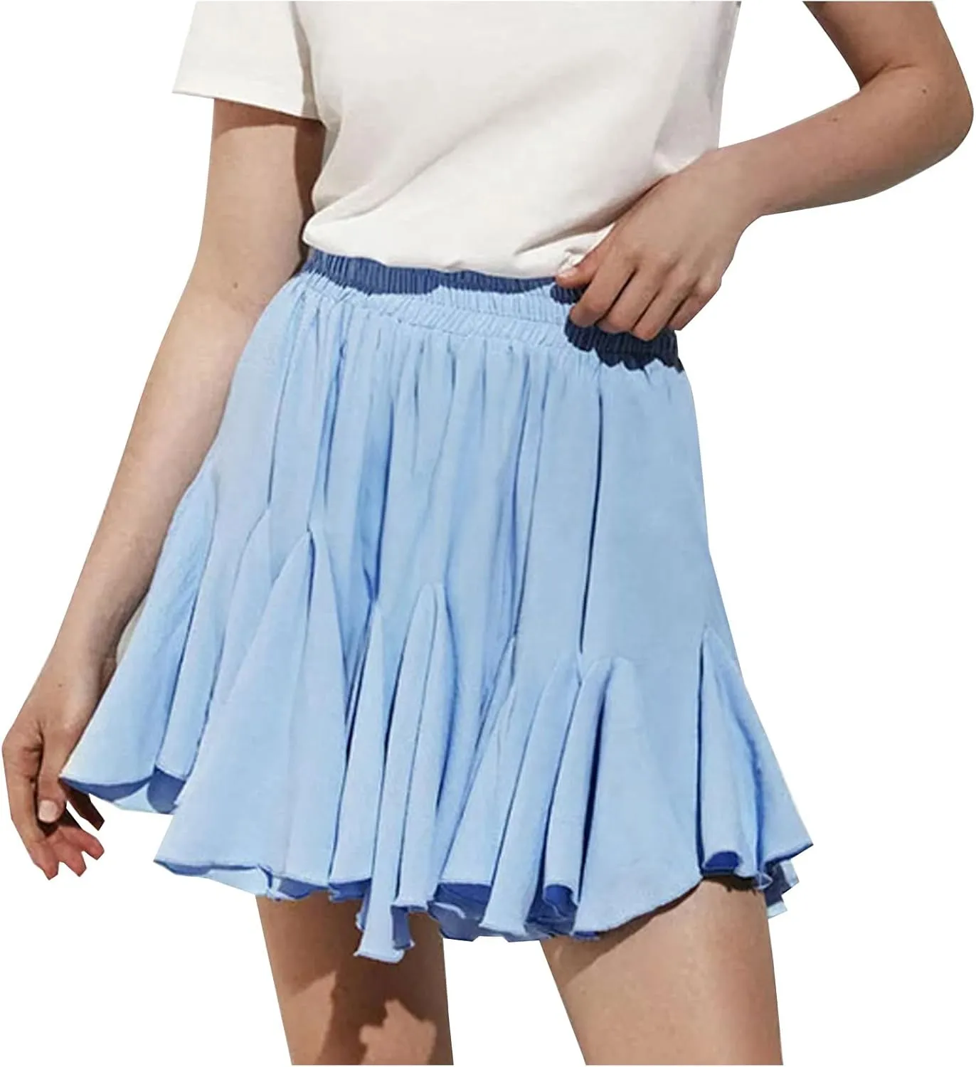 Ruffle Mini Skirt for Women High Waist Flared A Line Skater Skirts Summer Casual Trendy Outfits