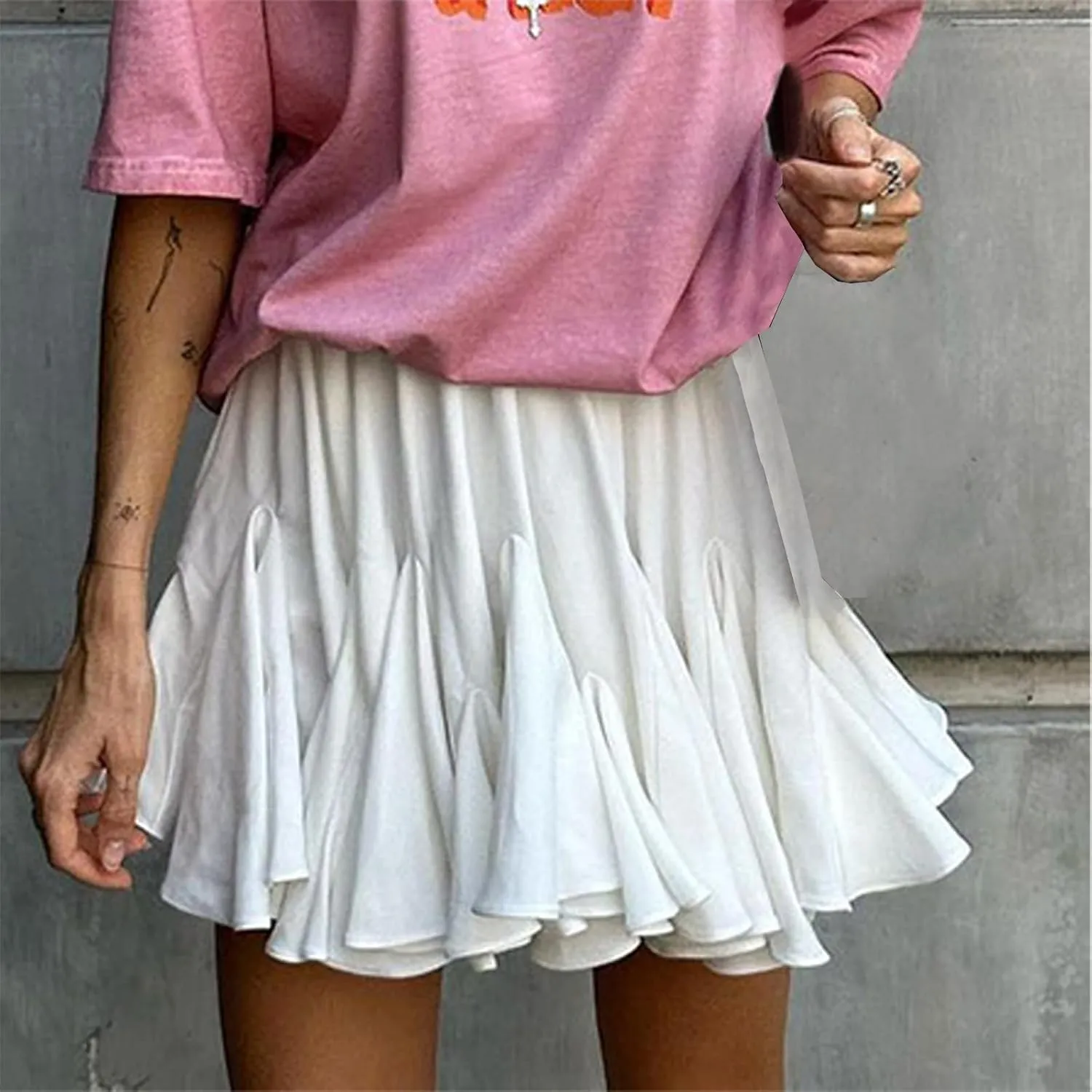 Ruffle Mini Skirt for Women High Waist Flared A Line Skater Skirts Summer Casual Trendy Outfits