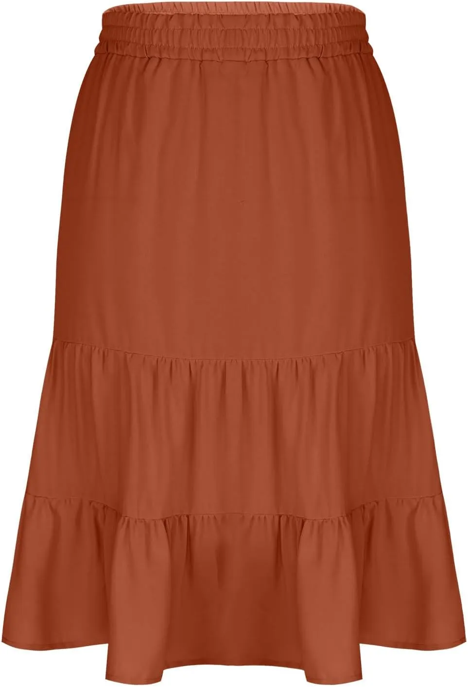 Ruffle Skirts Women Summer Beach Skirts A Line Pleated Skirts Midi Skirts with Pockets Elastic Waisted Flowy Skirts
