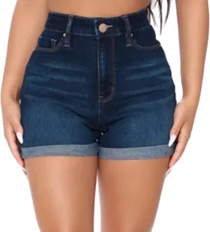 Rvidbe Jean Shorts Womens Teen Girls Casual Summer High Waisted Stretchy Rolled Hem Tassels Denim Shorts with Pockets Jean Shorts Womens Stretchy Shorts for Women Jeans