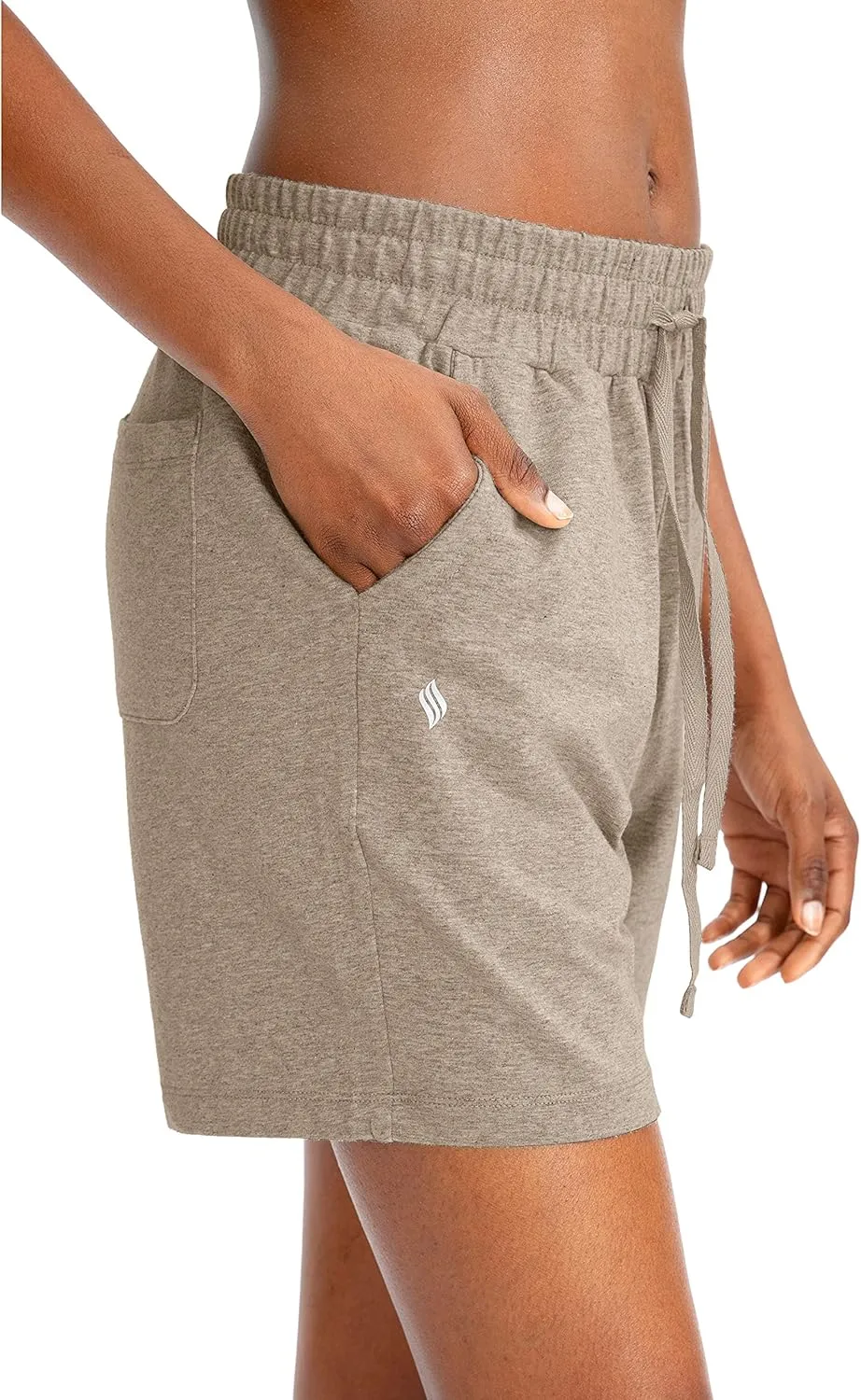 SANTINY Women's Cotton Shorts 5'' Lounge Yoga Shorts Jersey Sweat Bermuda Shorts for Women Walking Athletic with Pockets