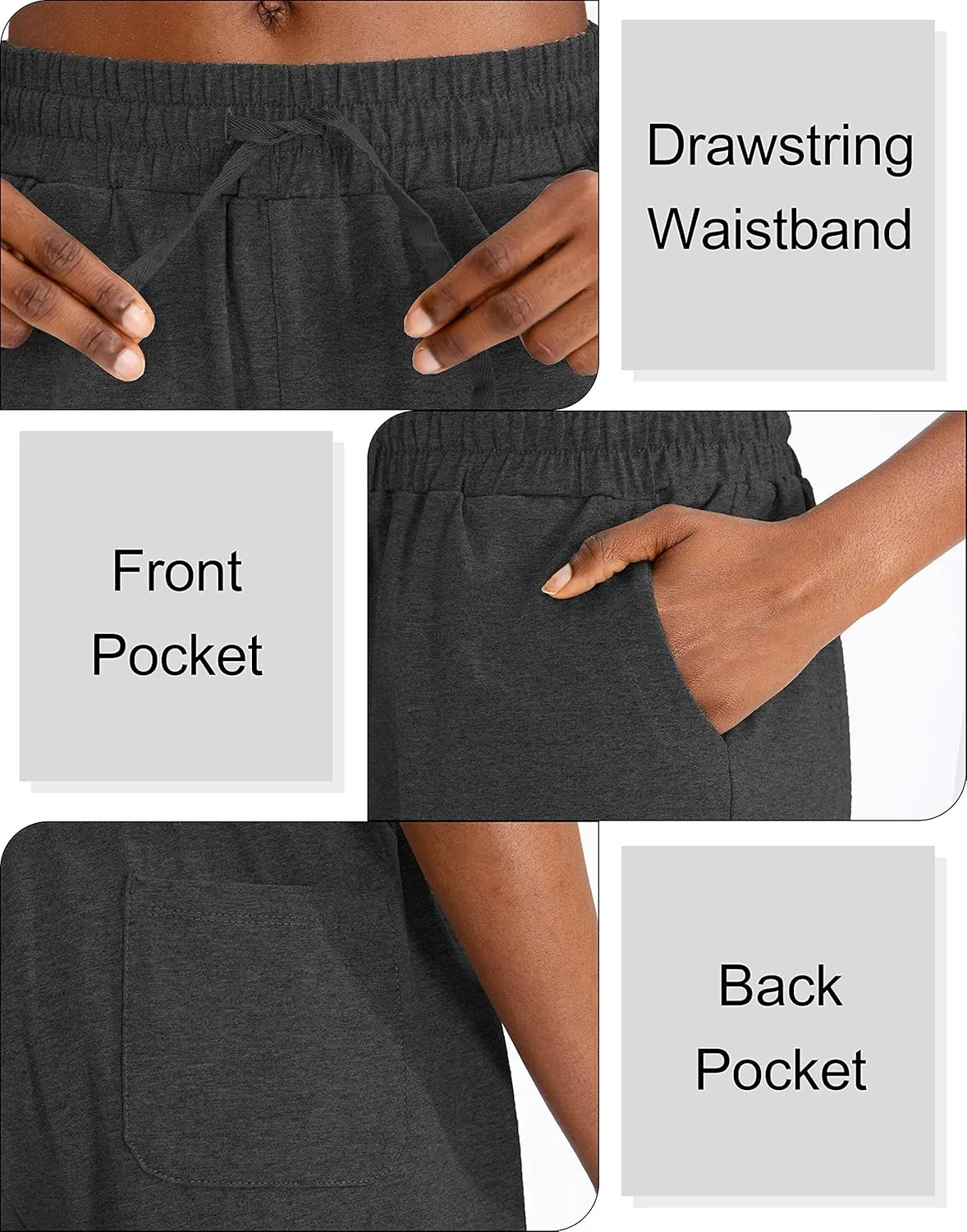 SANTINY Women's Cotton Shorts 5'' Lounge Yoga Shorts Jersey Sweat Bermuda Shorts for Women Walking Athletic with Pockets