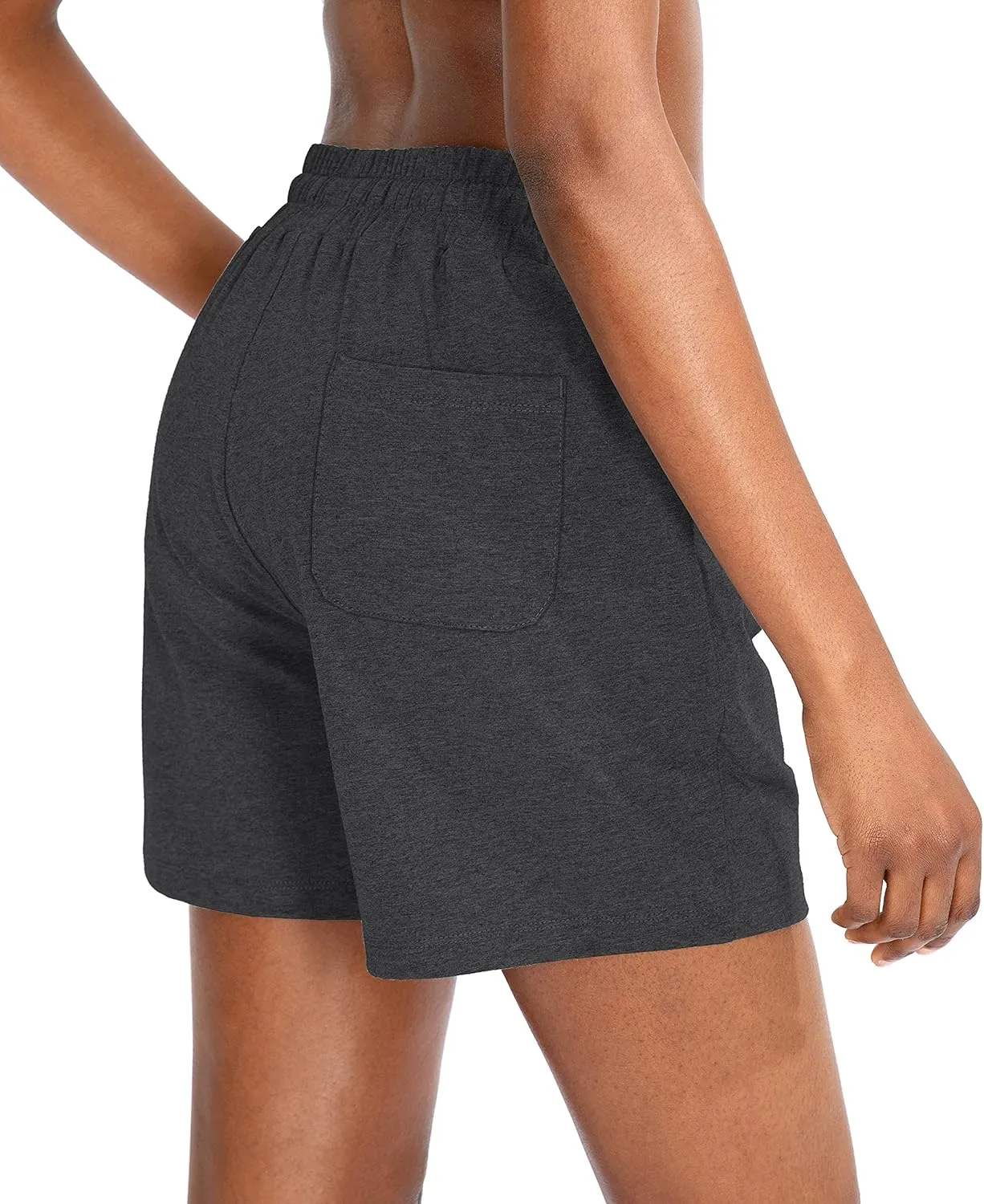 SANTINY Women's Cotton Shorts 5'' Lounge Yoga Shorts Jersey Sweat Bermuda Shorts for Women Walking Athletic with Pockets