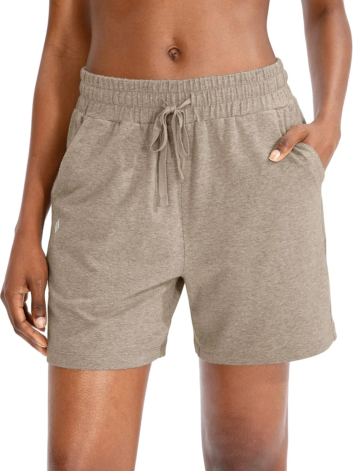 SANTINY Women's Cotton Shorts 5'' Lounge Yoga Shorts Jersey Sweat Bermuda Shorts for Women Walking Athletic with Pockets