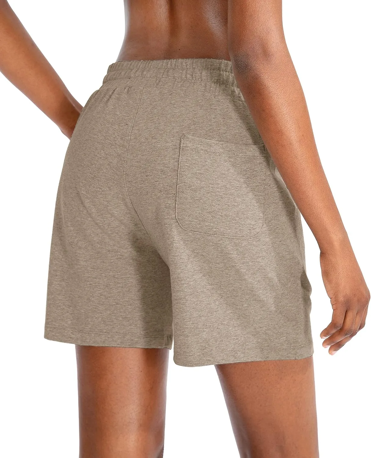 SANTINY Women's Cotton Shorts 5'' Lounge Yoga Shorts Jersey Sweat Bermuda Shorts for Women Walking Athletic with Pockets