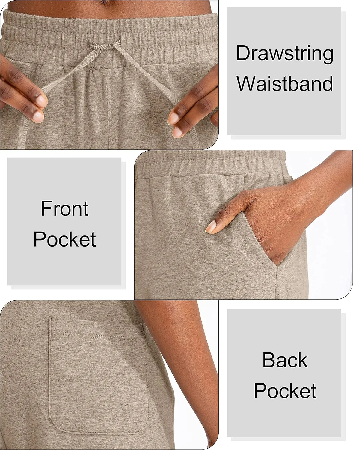 SANTINY Women's Cotton Shorts 5'' Lounge Yoga Shorts Jersey Sweat Bermuda Shorts for Women Walking Athletic with Pockets