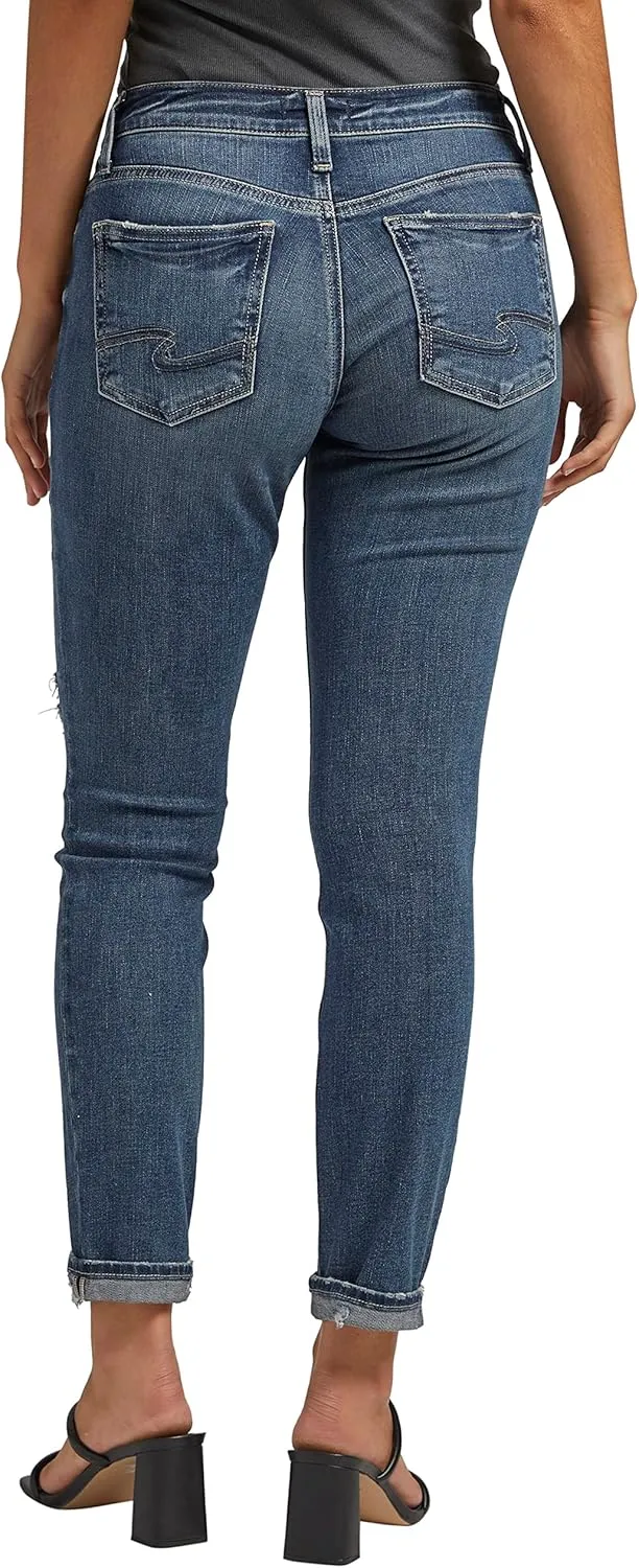 Silver Jeans Co. Women's Boyfriend Mid Rise Slim Leg Jeans