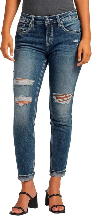 Silver Jeans Co. Women's Boyfriend Mid Rise Slim Leg Jeans