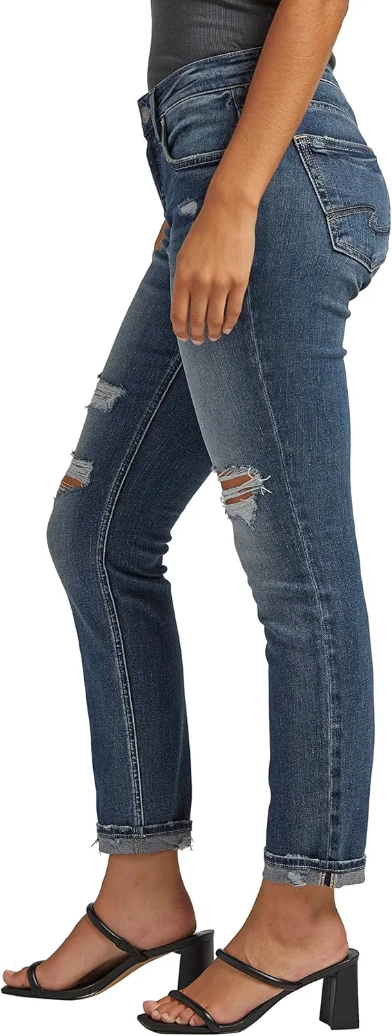 Silver Jeans Co. Women's Boyfriend Mid Rise Slim Leg Jeans