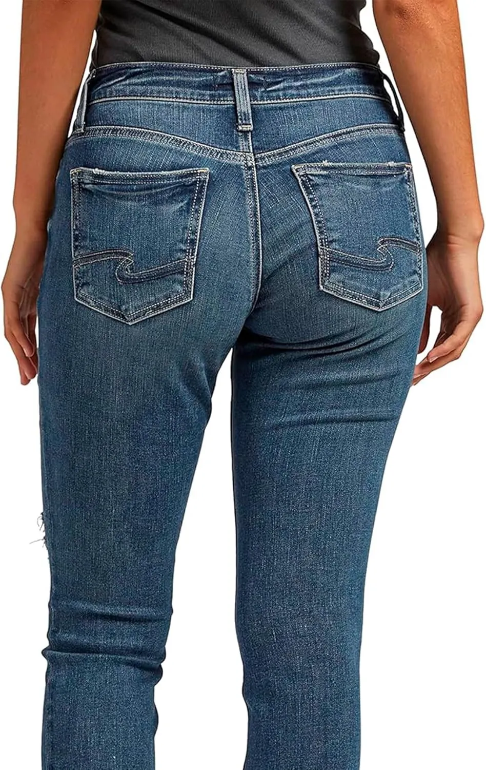 Silver Jeans Co. Women's Boyfriend Mid Rise Slim Leg Jeans