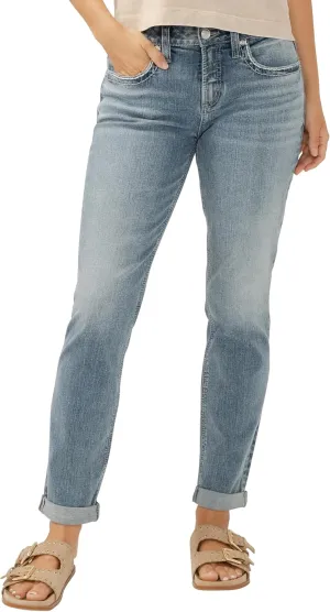 Silver Jeans Co. Women's Boyfriend Mid Rise Slim Leg Jeans
