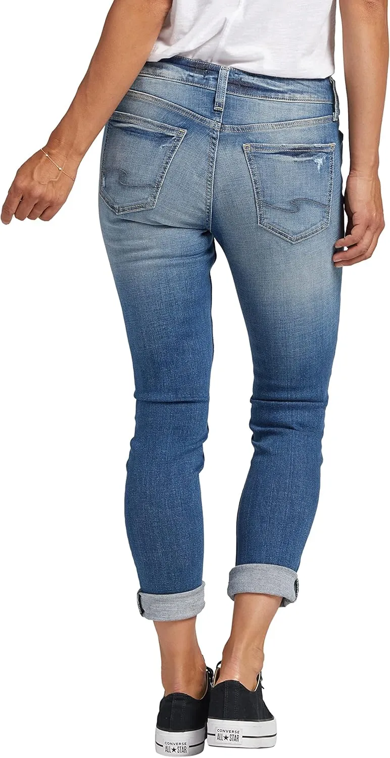 Silver Jeans Co. Women's Girlfriend Mid Rise Slim Leg Jeans