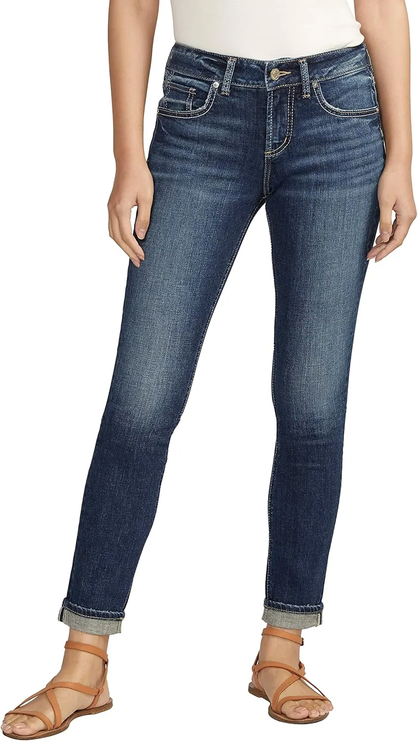 Silver Jeans Co. Women's Girlfriend Mid Rise Slim Leg Jeans