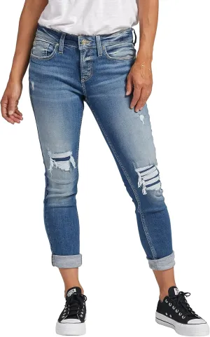 Silver Jeans Co. Women's Girlfriend Mid Rise Slim Leg Jeans