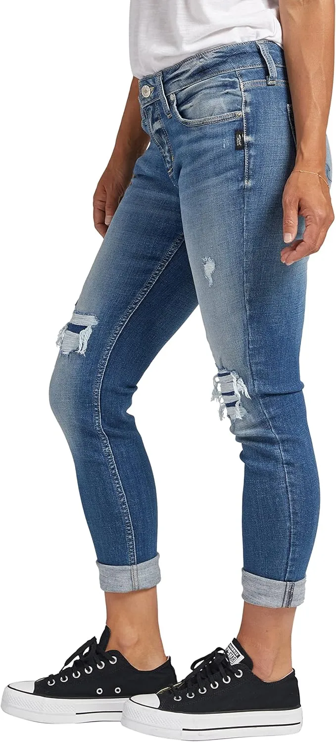 Silver Jeans Co. Women's Girlfriend Mid Rise Slim Leg Jeans