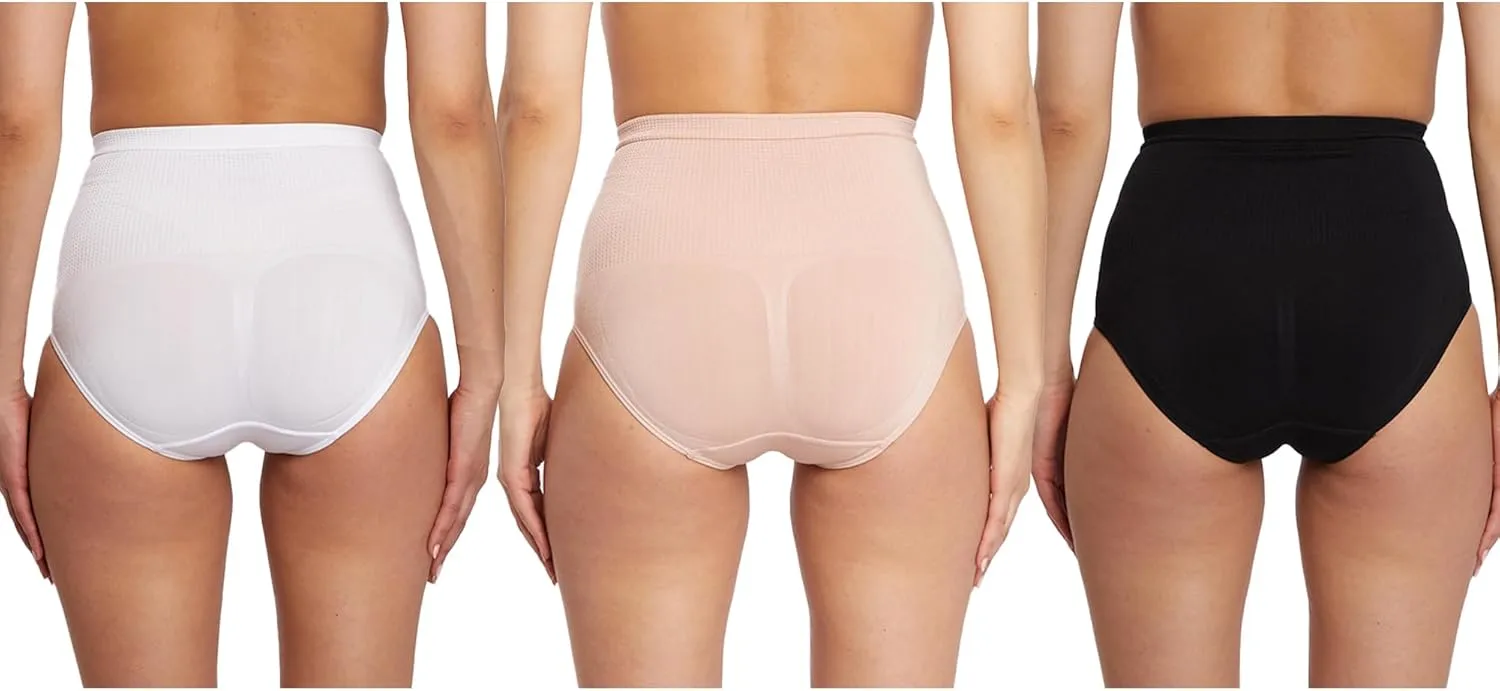 Skinnygirl Women's High Waist Tummy Control Seamless Shaping Briefs, 3-Pack