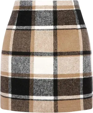Skirts for Women Comfort 2025 Business Workout Plaid High Waist Elastic Tummy Control Slim Fit Pencil Short Skirts