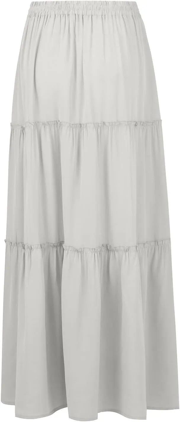 Skirts for Women,Womens Boho Maxi Skirt with Pockets Linen Flowy Long Skirts 2025 Elastic High Waisted Trendy