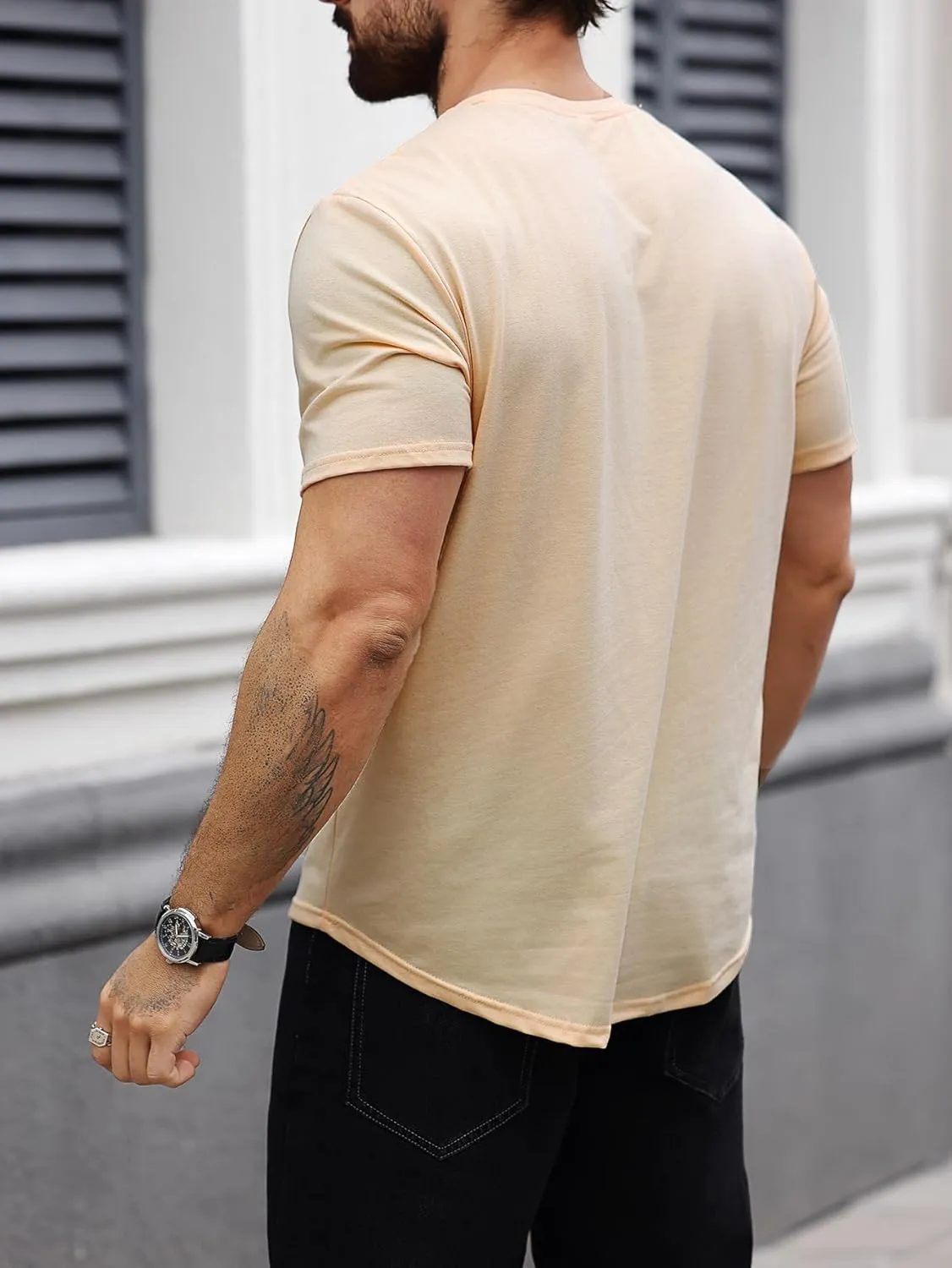 SOLY HUX Men's Graphic Tees Vintage T-Shirts Curved Hem Short Sleeve Crewneck Casual Trendy T Shirts