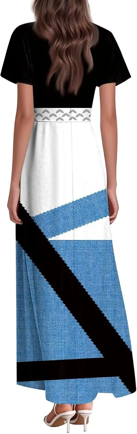 Summer Dress for Women 2025 Elegant Classy Swing Flowy V Neck Boho Sun Dresses Trendy Casual Vacation Long Sundresses