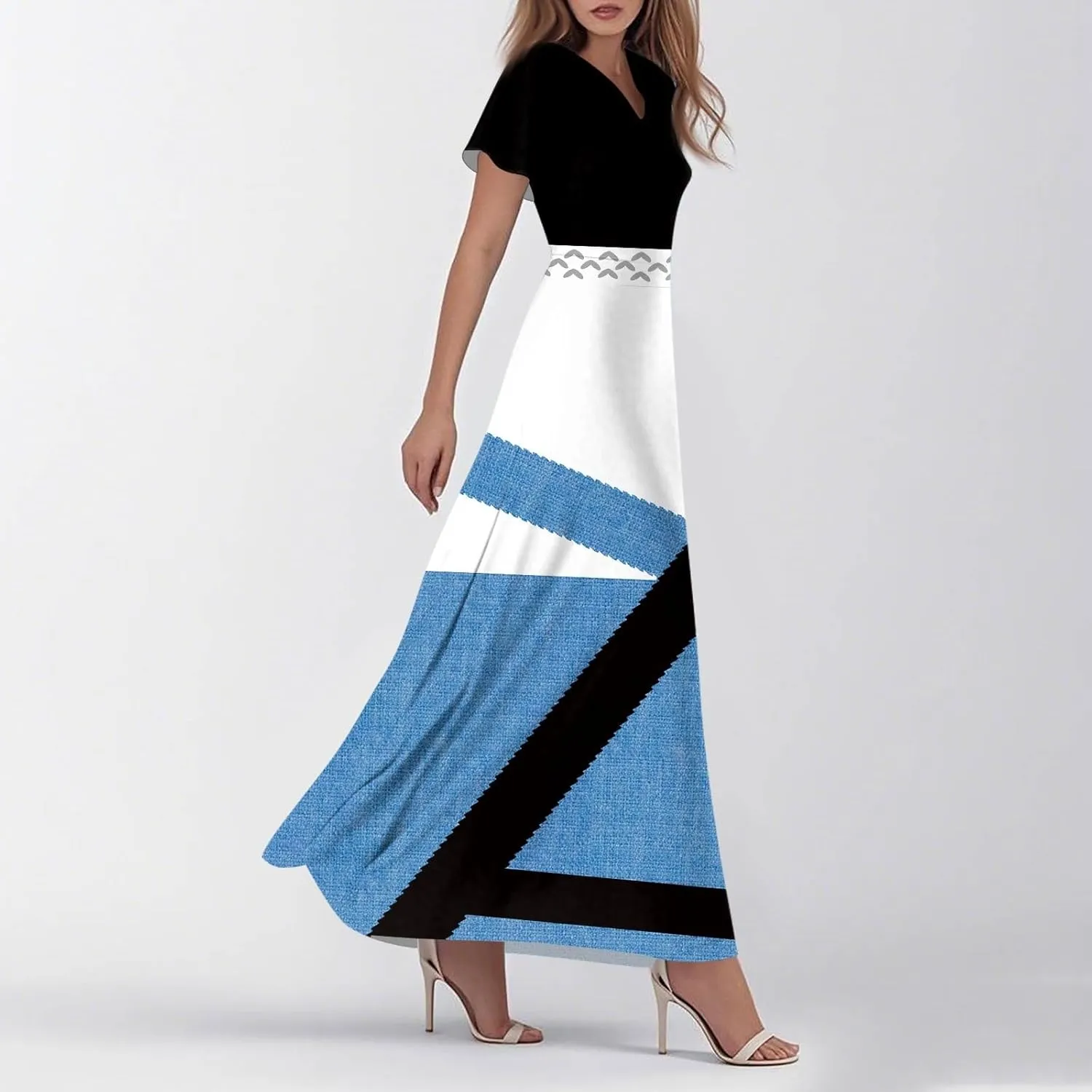 Summer Dress for Women 2025 Elegant Classy Swing Flowy V Neck Boho Sun Dresses Trendy Casual Vacation Long Sundresses