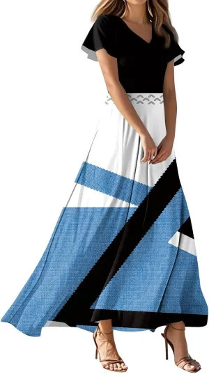 Summer Dress for Women 2025 Elegant Classy Swing Flowy V Neck Boho Sun Dresses Trendy Casual Vacation Long Sundresses