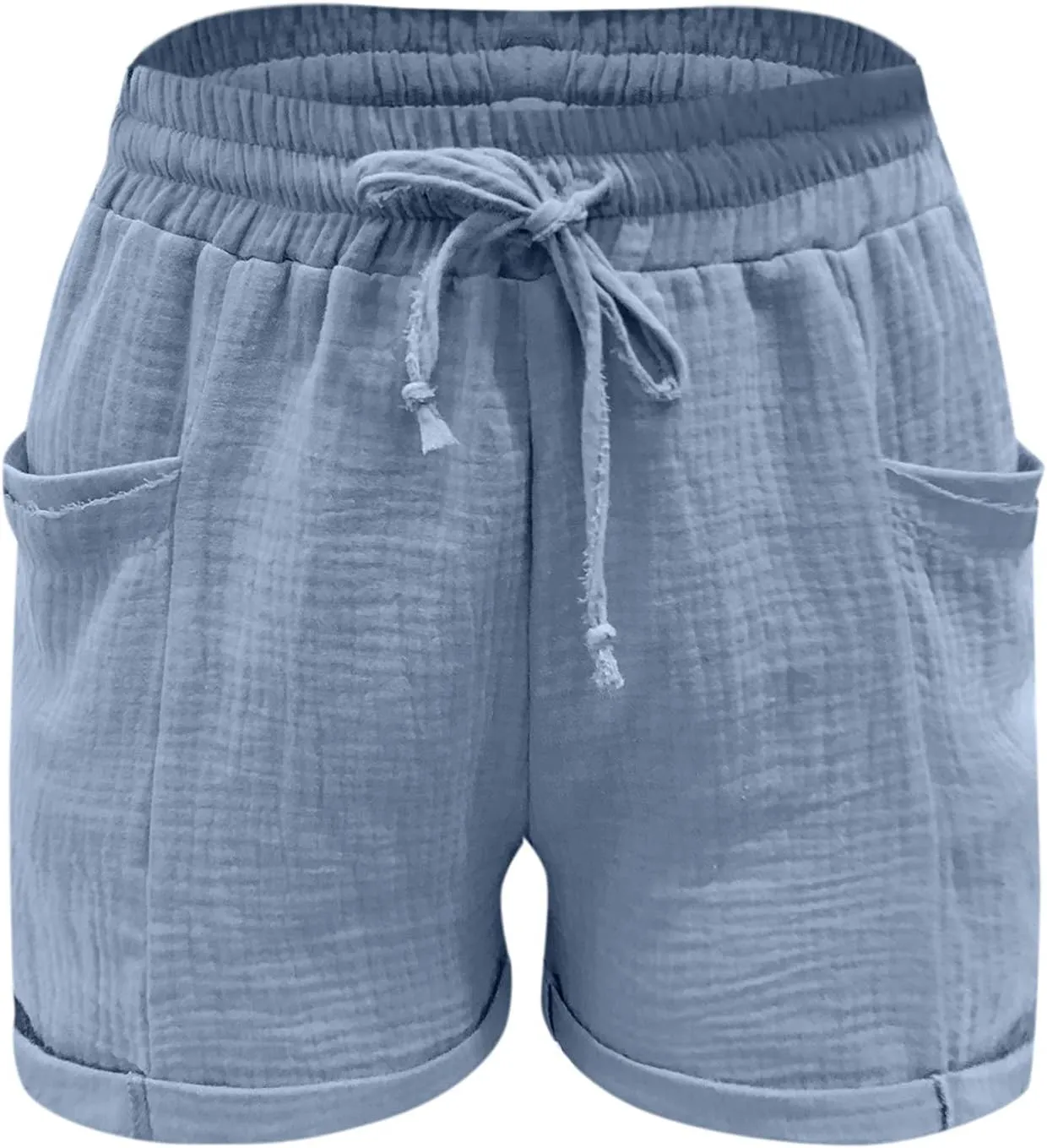 Summer Linen Shorts for Women Drawstring Loose Comfy Shorts Elastic Waist Casual Lightweight Shorts with Pockets
