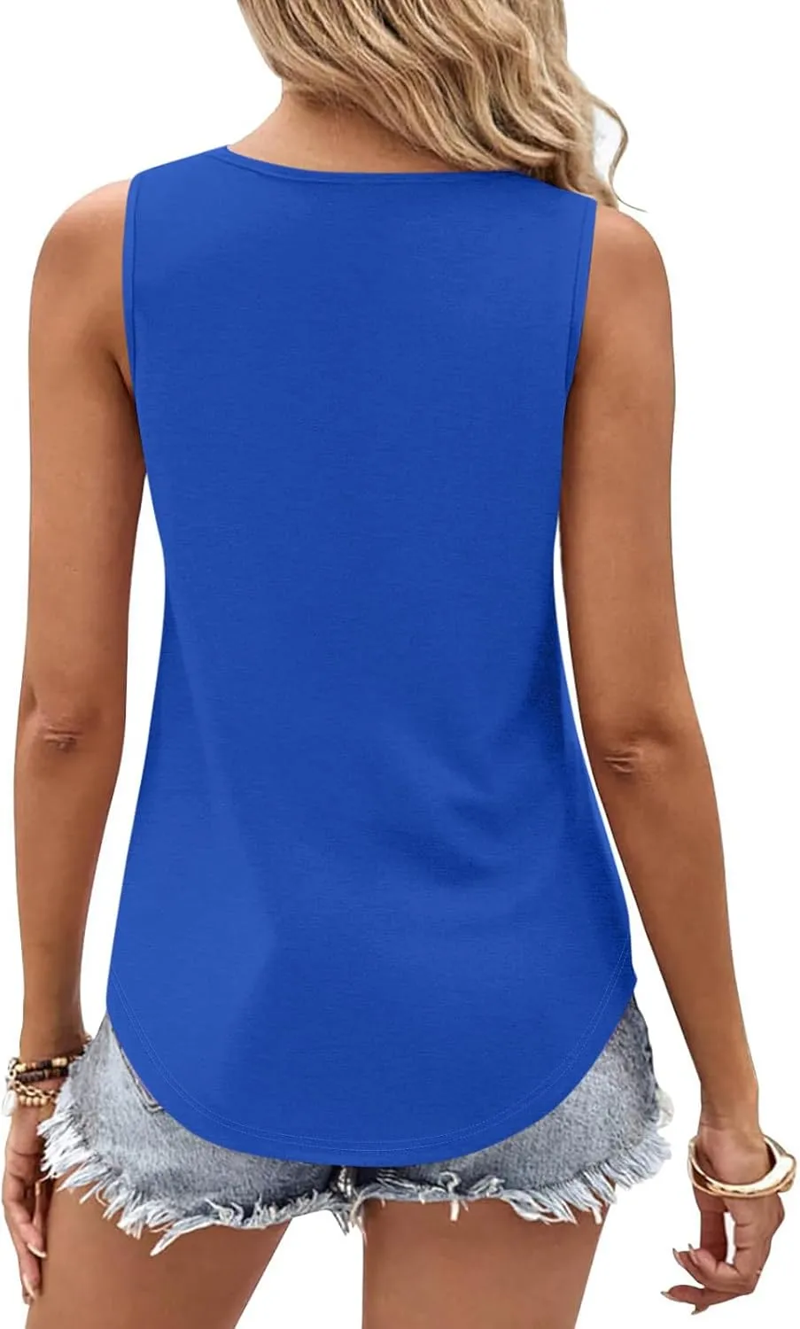 Summer Tank Tops for Women 2025 Vacation Trendy Solid V Neck Pleated Casual Sleeveless Shirt Fashion Summer Tank Top