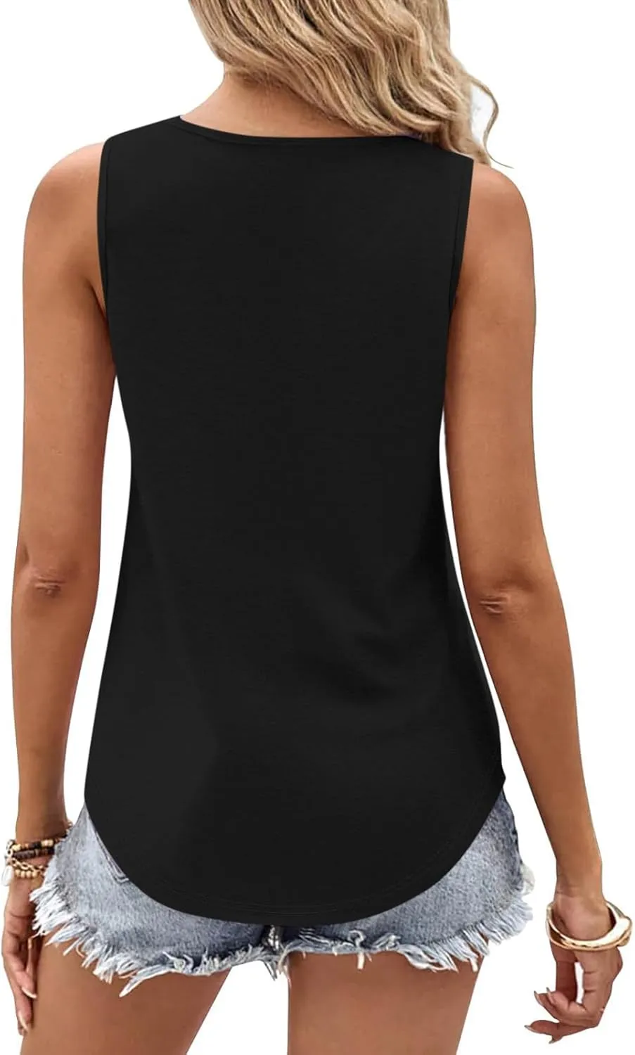 Summer Tank Tops for Women 2025 Vacation Trendy Solid V Neck Pleated Casual Sleeveless Shirt Fashion Summer Tank Top