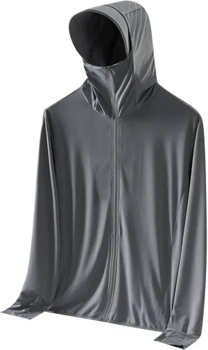Sun Shirts for Men Hooded UPF 50  Long Sleeve Fishing Shirt with Mask UV Neck Gaiter Full Zip up Hoodie with Pockets
