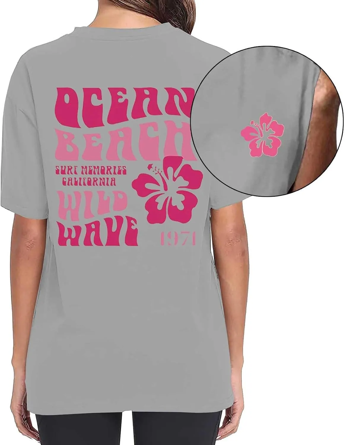T Shirts for Women 1971 Ocean Beach Funny Saying Tshirt Short Sleeve Summer Casual Oversized Trendy Tee Shirt 2025