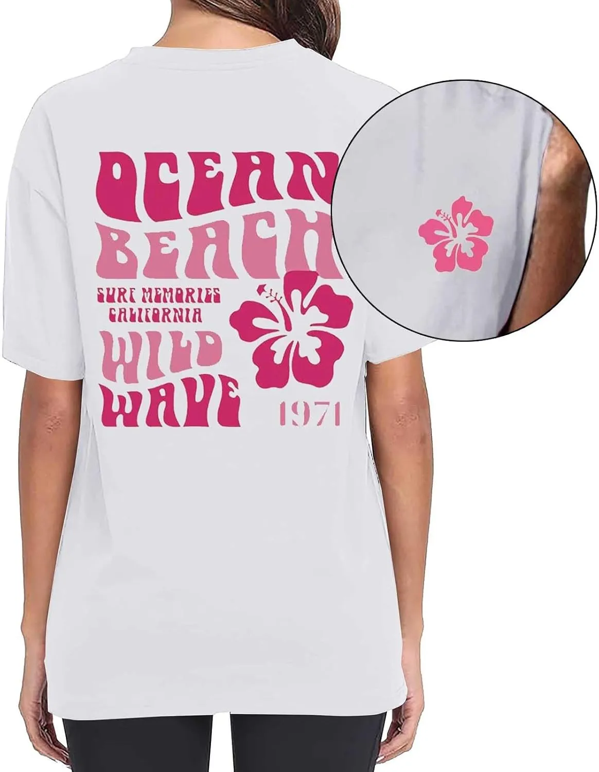 T Shirts for Women 1971 Ocean Beach Funny Saying Tshirt Short Sleeve Summer Casual Oversized Trendy Tee Shirt 2025