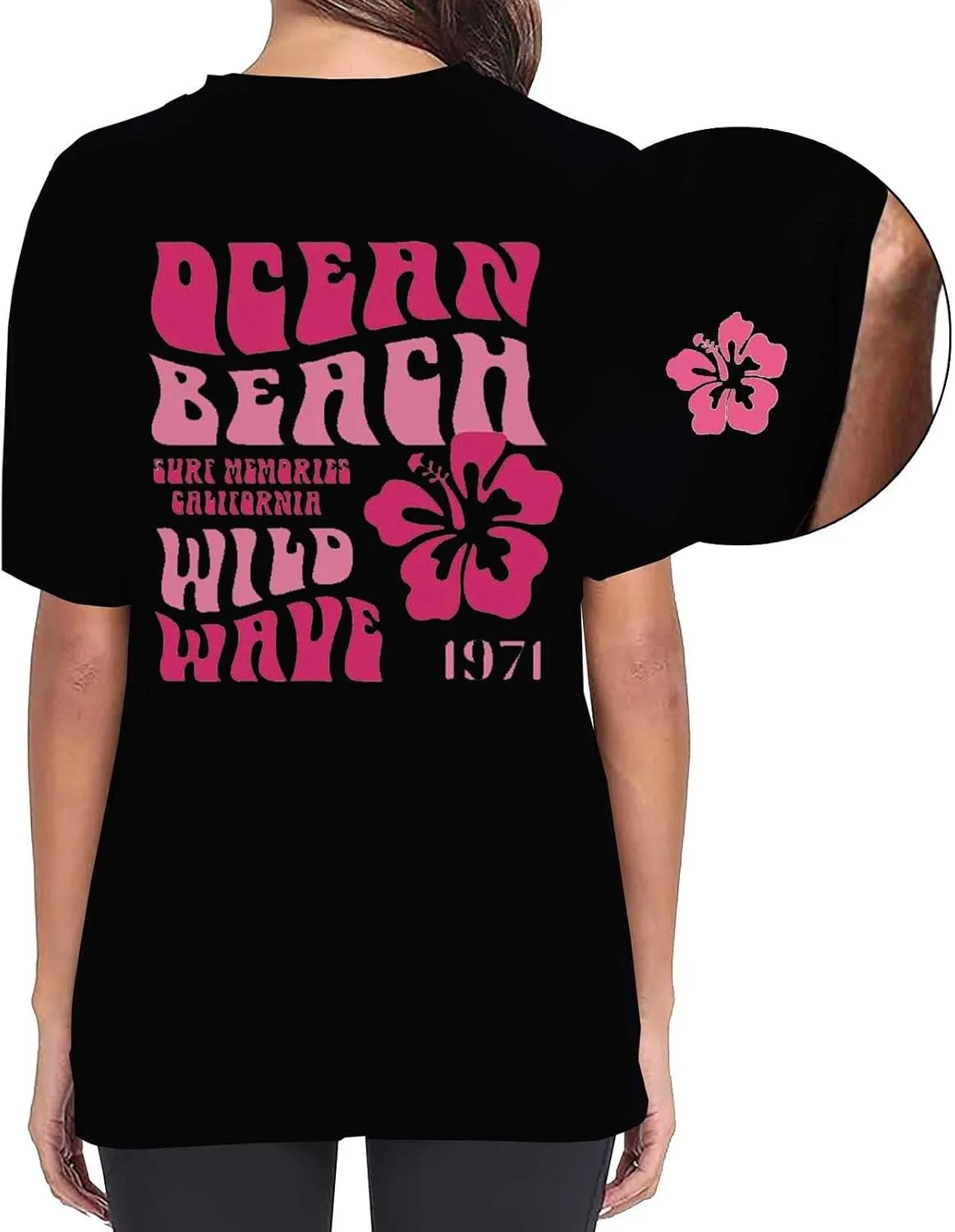 T Shirts for Women 1971 Ocean Beach Funny Saying Tshirt Short Sleeve Summer Casual Oversized Trendy Tee Shirt 2025