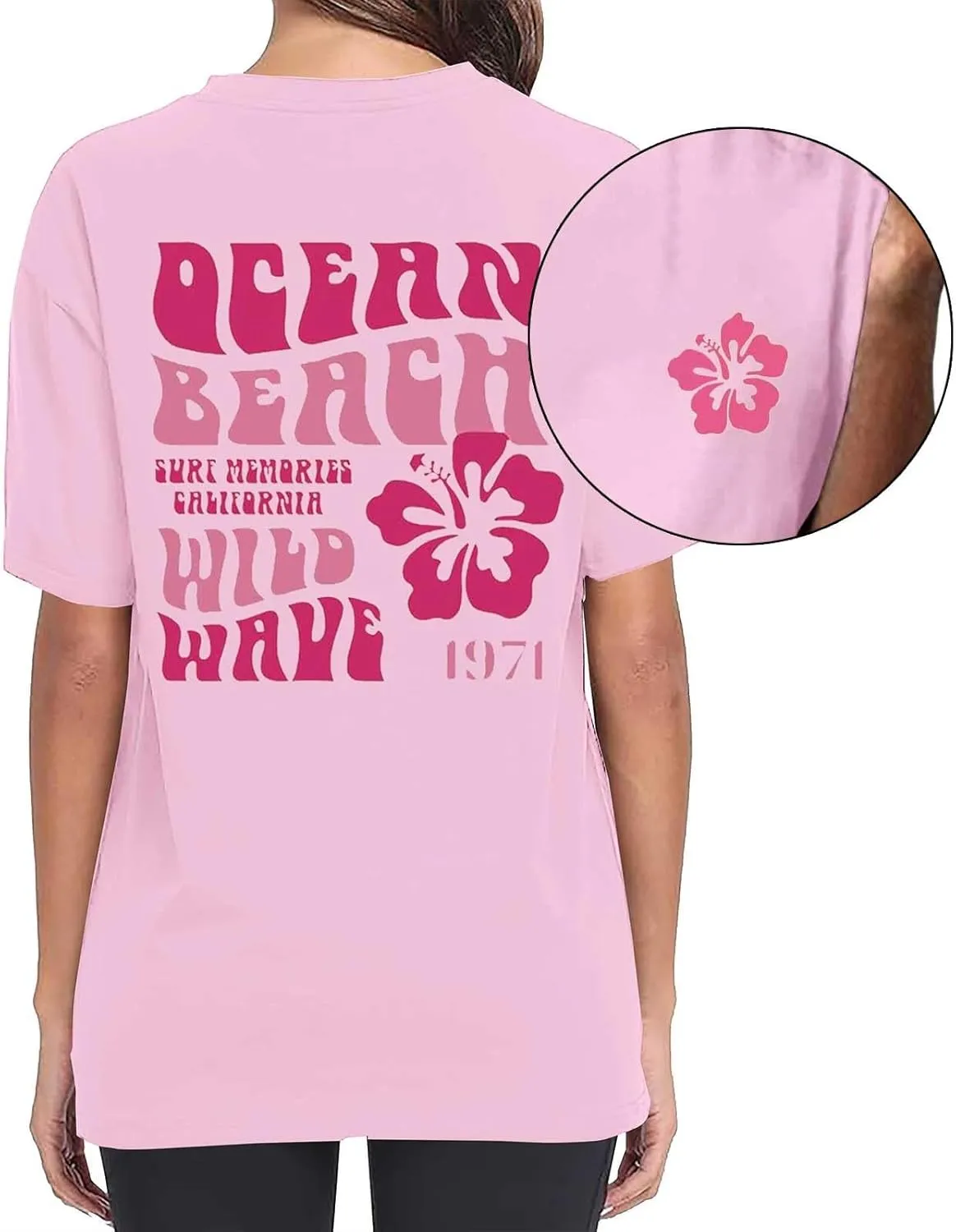T Shirts for Women 1971 Ocean Beach Funny Saying Tshirt Short Sleeve Summer Casual Oversized Trendy Tee Shirt 2025