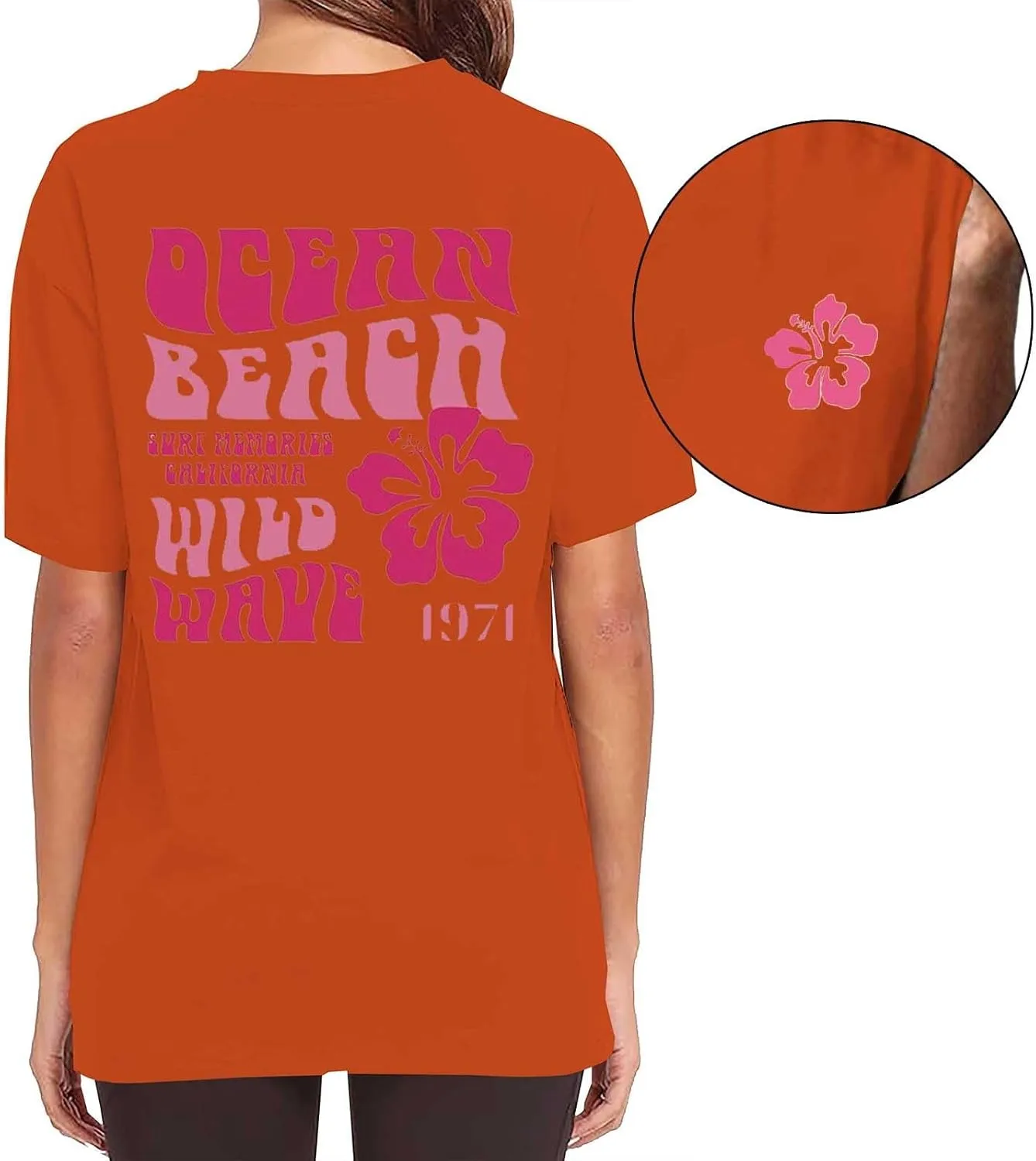 T Shirts for Women 1971 Ocean Beach Funny Saying Tshirt Short Sleeve Summer Casual Oversized Trendy Tee Shirt 2025