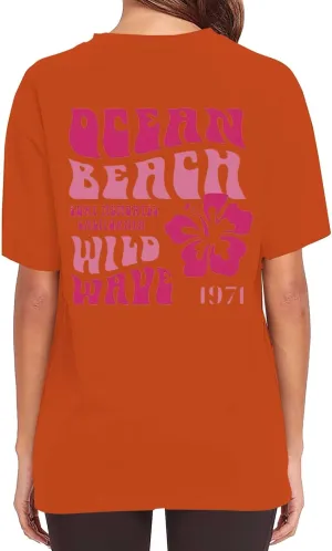 T Shirts for Women 1971 Ocean Beach Funny Saying Tshirt Short Sleeve Summer Casual Oversized Trendy Tee Shirt 2025