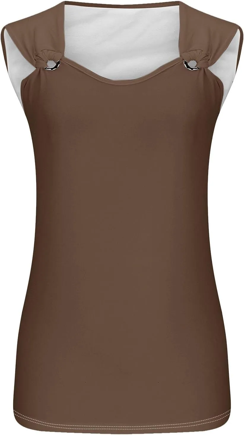 Tank Tops for Women 2025 Casual V Neck Sleeveless Solid Color Vacation Tunics Top Summer Trendy Comfy Camisole Tank