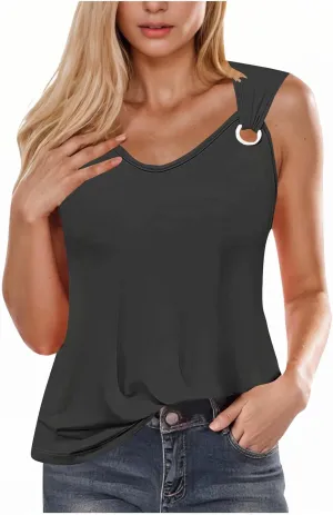 Tank Tops for Women 2025 Casual V Neck Sleeveless Solid Color Vacation Tunics Top Summer Trendy Comfy Camisole Tank