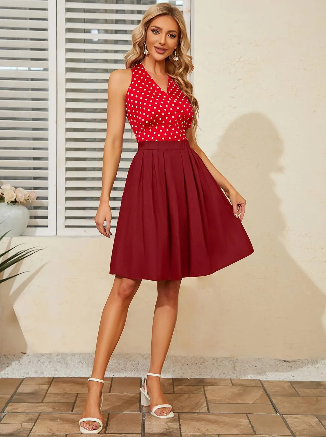 Taydey A-Line Pleated Vintage Skirts for Women