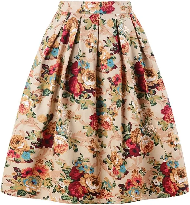 Taydey A-Line Pleated Vintage Skirts for Women