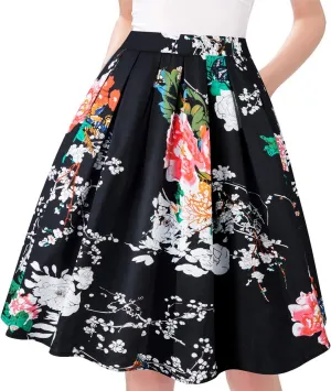 Taydey A-Line Pleated Vintage Skirts for Women