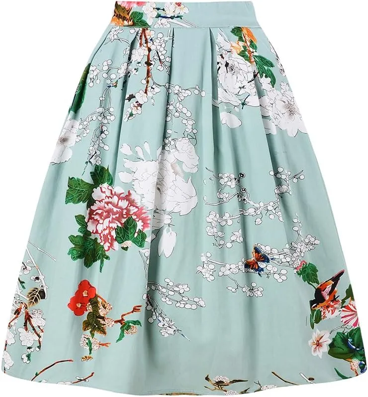 Taydey A-Line Pleated Vintage Skirts for Women