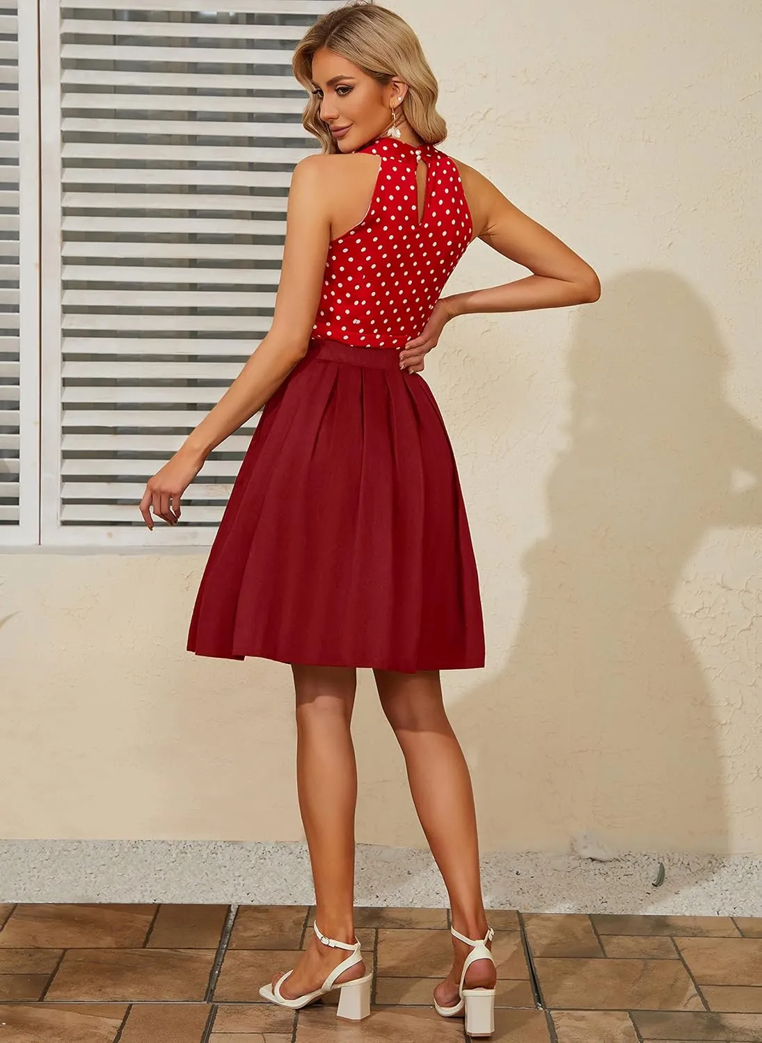 Taydey A-Line Pleated Vintage Skirts for Women