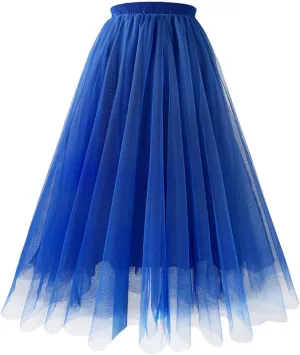 Tulle Maxi Skirt for Women High Waist Layered Mesh Long Skirts Flowy Ballet Party Skirt Trendy 2025