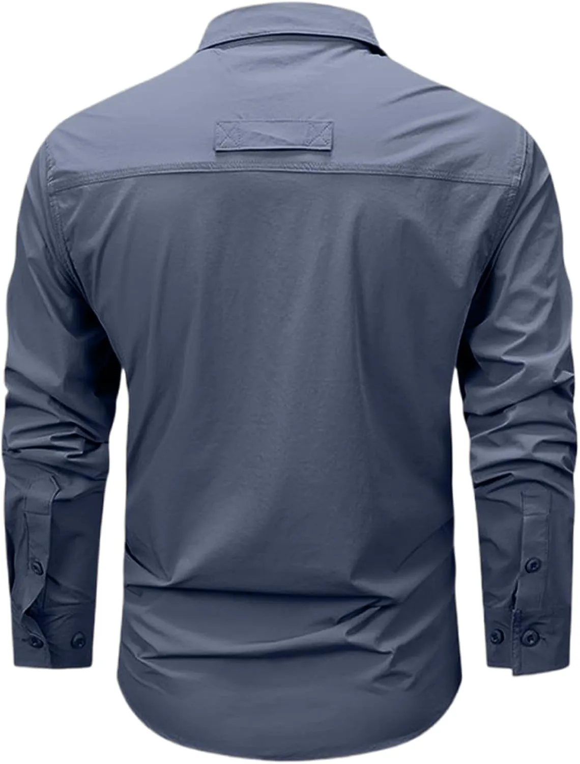 Uillui Men's Ripstop Military Work Fishing Shirts Button Down Long Sleeve Tactical Shirts Breathable Outdoor Hiking T-Shirts