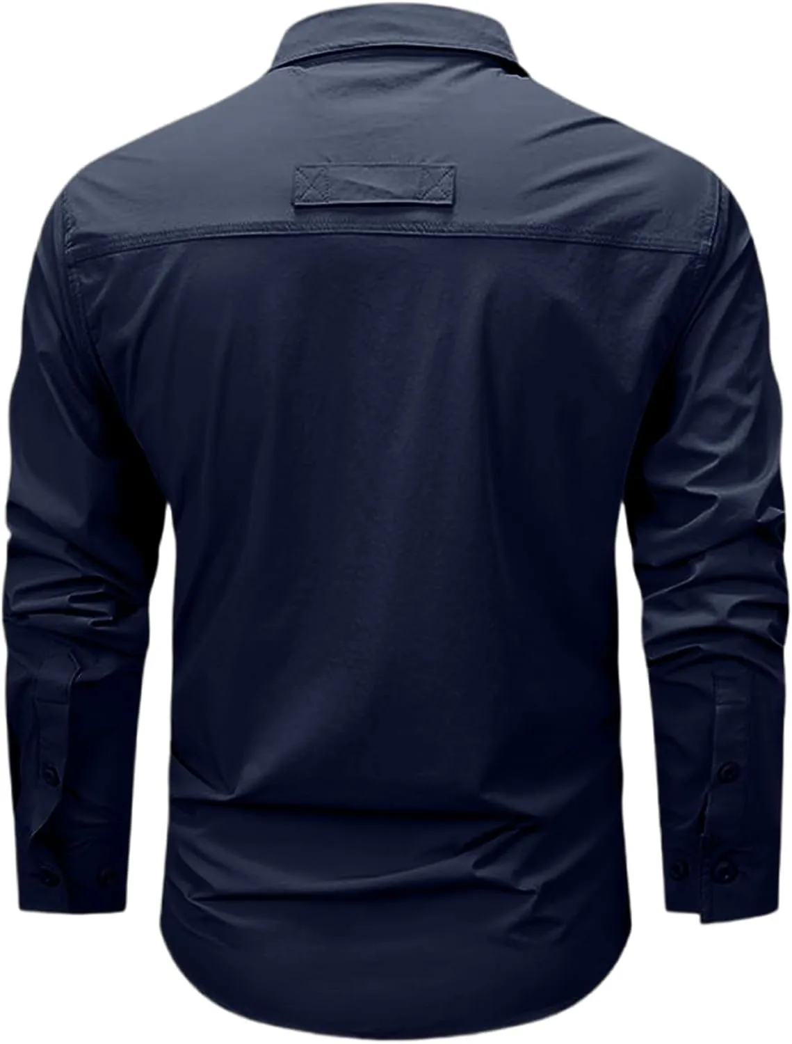 Uillui Men's Ripstop Military Work Fishing Shirts Button Down Long Sleeve Tactical Shirts Breathable Outdoor Hiking T-Shirts