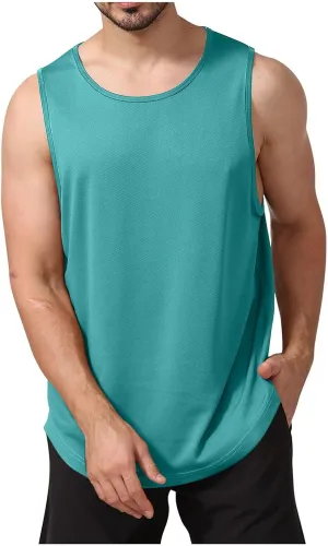 Uillui Mens Workout Tank Tops Quick Dry Running Shirts Sleeveless Mesh Muscle Gym Shirts Athletic Training Sports ​Tank Tops