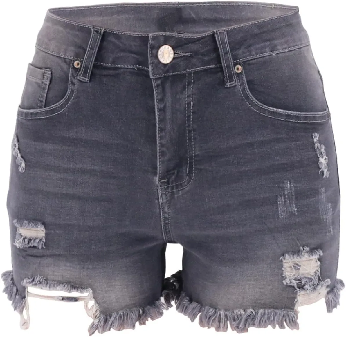 vanberfia Women's Stretchy Denim Mid Rise Jean Shorts with Pockets…